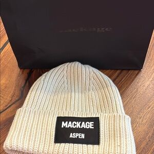 NWOT Mackage Cream Ribbed Knit Hat